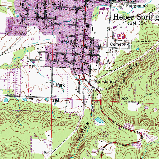 Topographic Map of Bridal Veil Hollow, AR