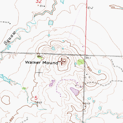 Topographic Map of Walker Mound, KS