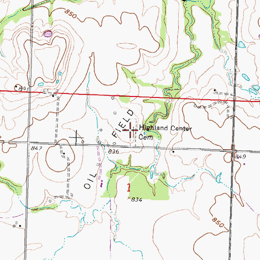Topographic Map of Highland Center Cemetery, KS