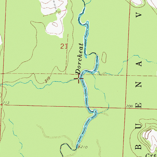 Topographic Map of Bridge Creek, AR