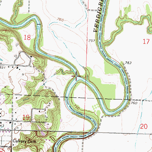 Topographic Map of Elk River, KS