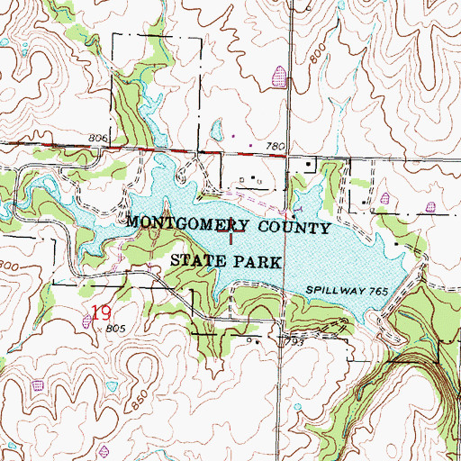 Topographic Map of Montgomery County State Park, KS