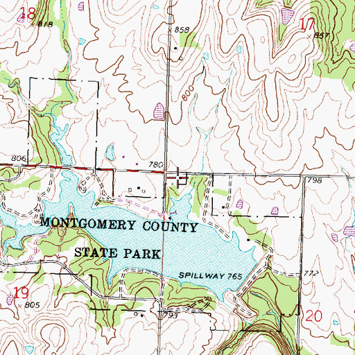 Topographic Map of Coal Creek School, KS