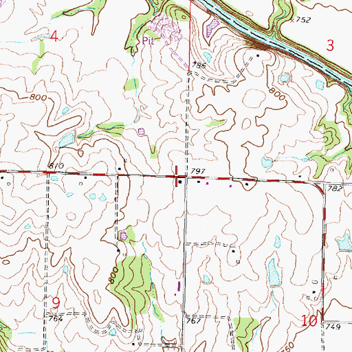 Topographic Map of Forty School, KS