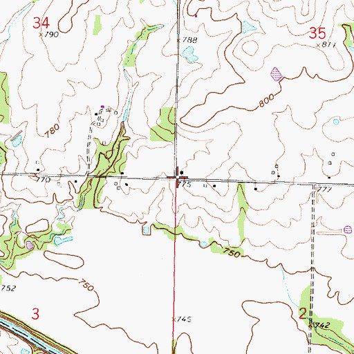 Topographic Map of Overfield School, KS