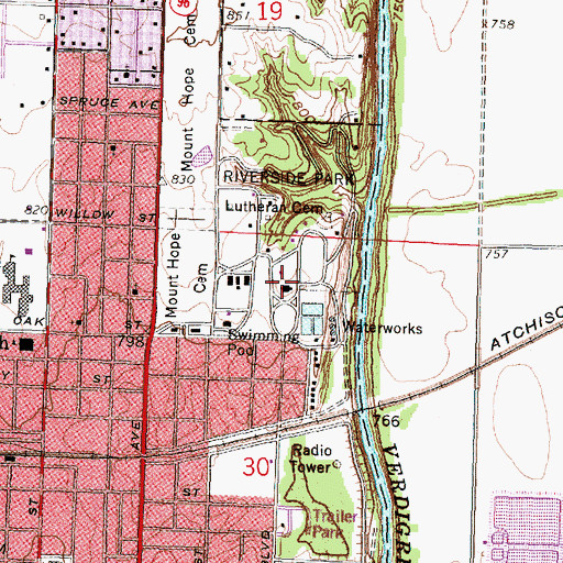 Topographic Map of Saint Andrew Catholic Elementary School, KS