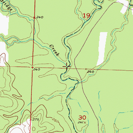 Topographic Map of Bridge Creek, AR
