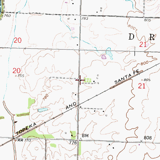Topographic Map of Morgantown School, KS