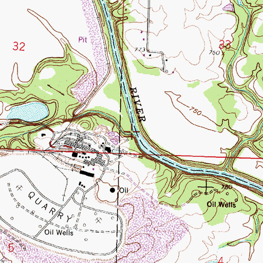 Topographic Map of Rock Creek, KS