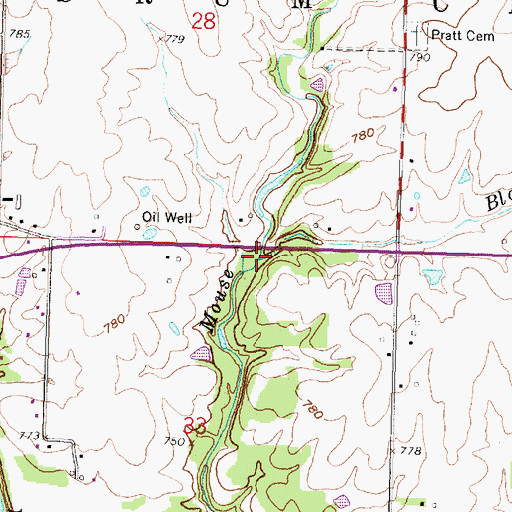 Topographic Map of Bloody Run, KS