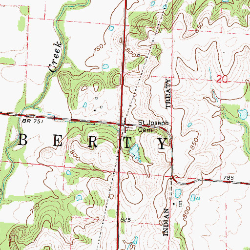 Topographic Map of All Saints Cemetery, KS