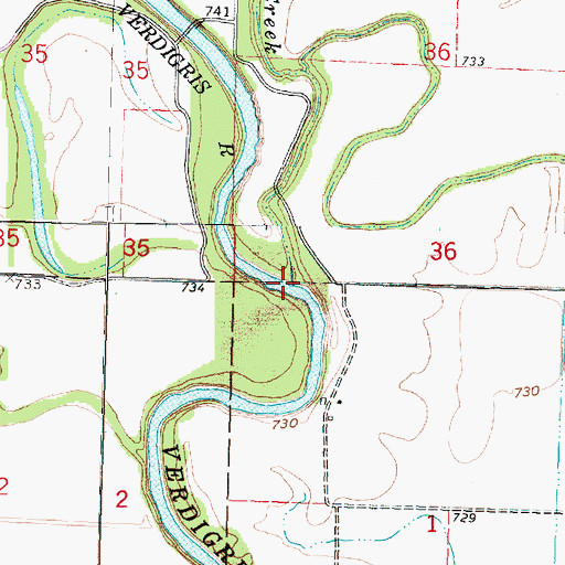 Topographic Map of Cotton Creek, KS