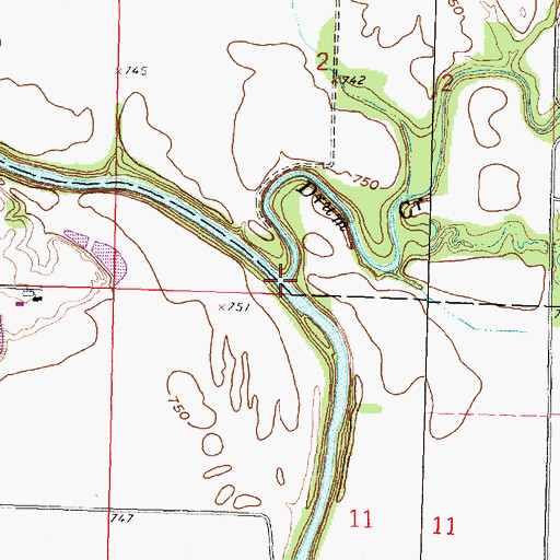 Topographic Map of Drum Creek, KS