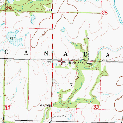 Topographic Map of Ritchland Cemetery, KS