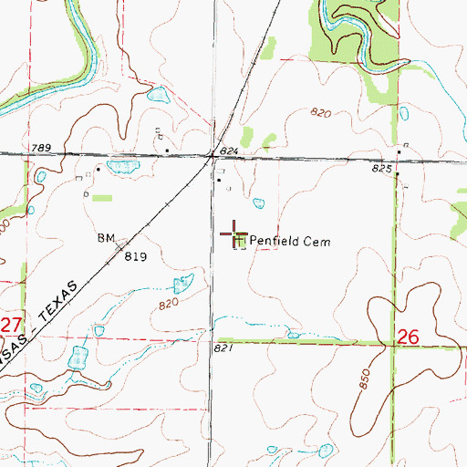 Topographic Map of Penfield Cemetery, KS