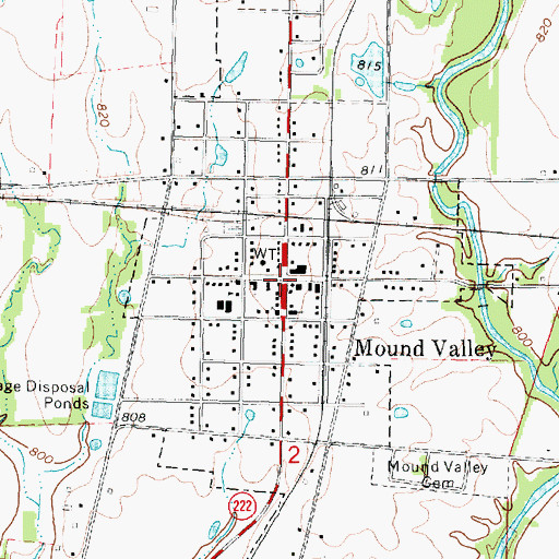 Topographic Map of Mound Valley, KS