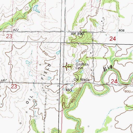 Topographic Map of Griffith Cemetery, KS