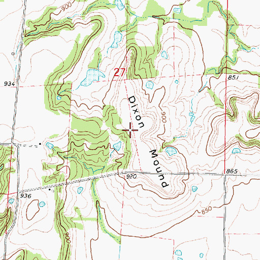 Topographic Map of Dixon Mound, KS