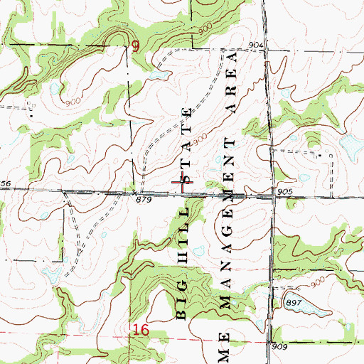 Topographic Map of Big Hill Wildlife Area, KS