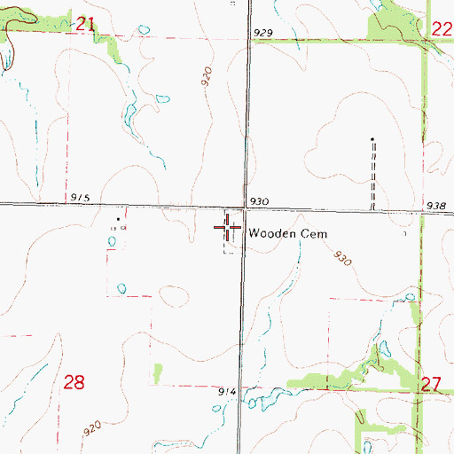 Topographic Map of Wooden Cemetery, KS