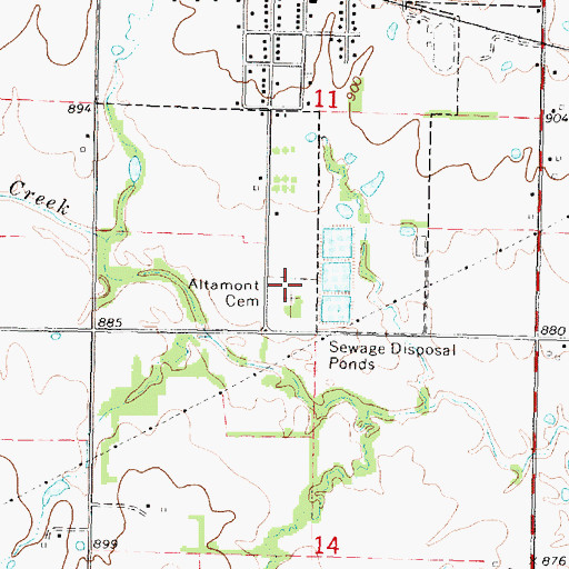 Topographic Map of Altamont Cemetery, KS
