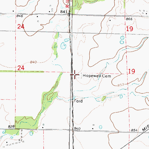 Topographic Map of Hopewell Cemetery, KS