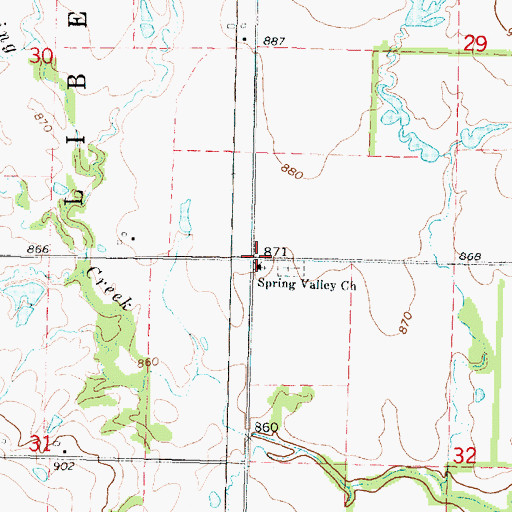 Topographic Map of Spring Valley Church, KS