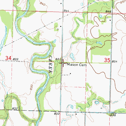 Topographic Map of Mason Cemetery, KS