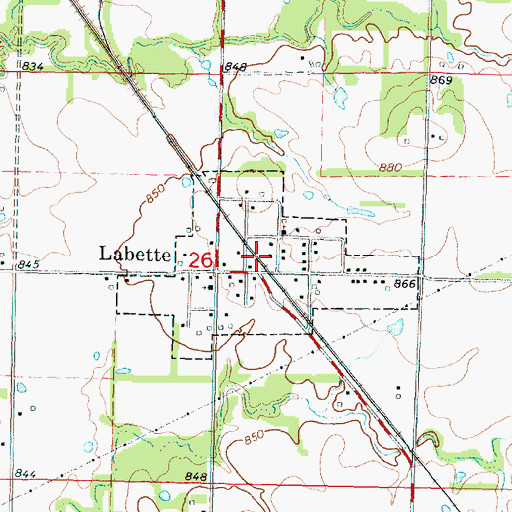 Topographic Map of Labette, KS
