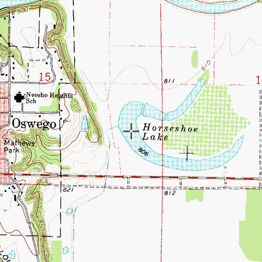 Topographic Map of Horseshoe Lake, KS