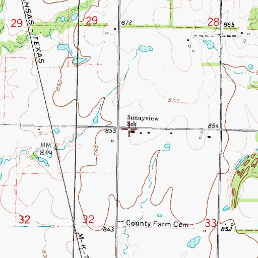 Topographic Map of Sunnyview School, KS
