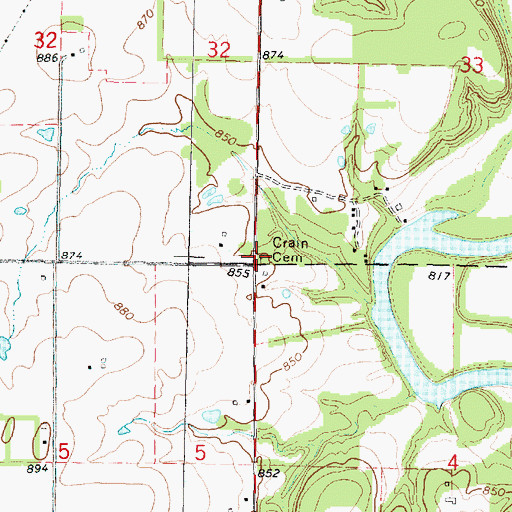 Topographic Map of Crain Cemetery, KS
