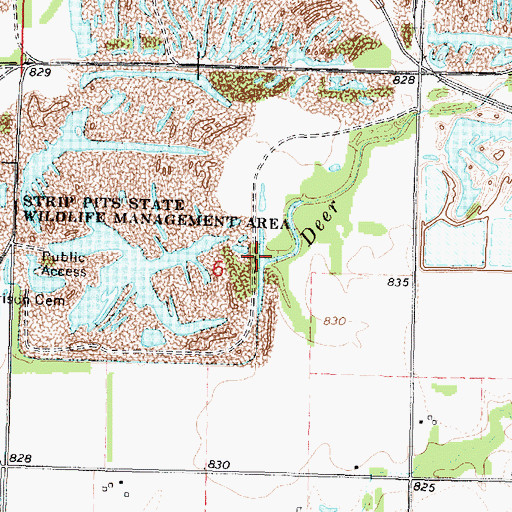Topographic Map of Deer Creek, KS