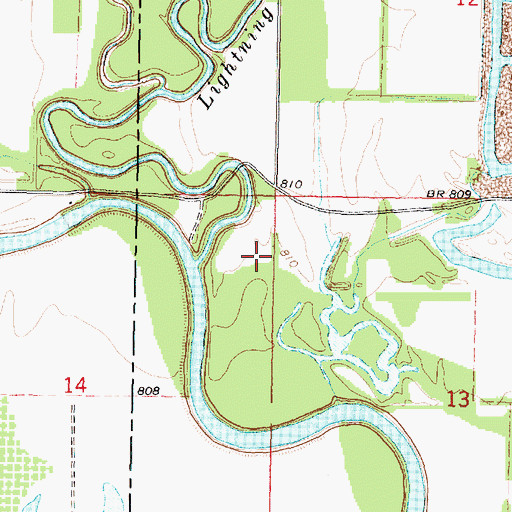 Topographic Map of Lightning Creek, KS