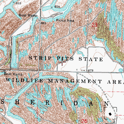 Topographic Map of Strip Pits State Wildlife Management Area, KS