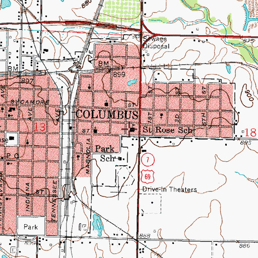 Topographic Map of Saint Rose School, KS