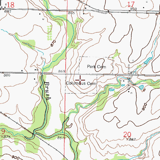 Topographic Map of Columbus Cemetery, KS