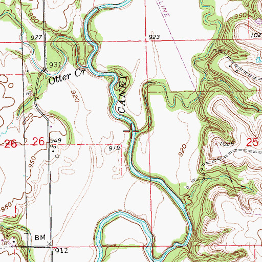 Topographic Map of Turkey Creek, KS