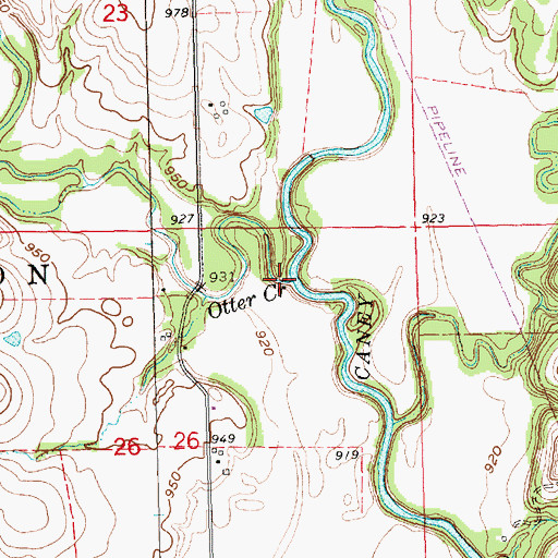 Topographic Map of Otter Creek, KS