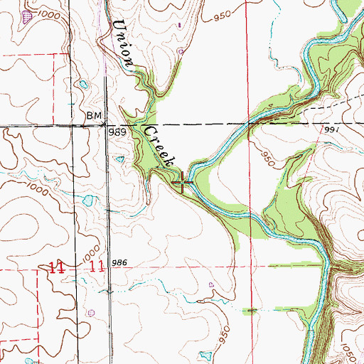 Topographic Map of Union Creek, KS