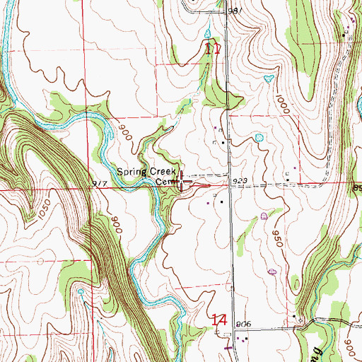 Topographic Map of Spring Creek Cemetery, KS