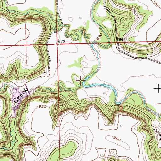 Topographic Map of Coon Creek, KS