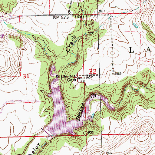 Topographic Map of Saint Charles Cemetery, KS