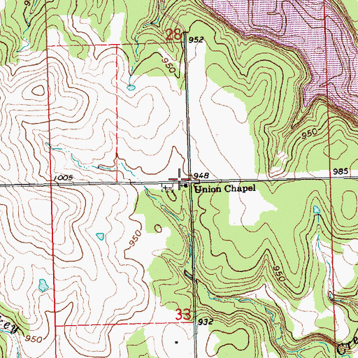 Topographic Map of Union Chapel, KS