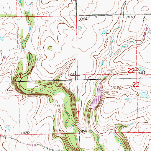 Topographic Map of Township of Center, KS
