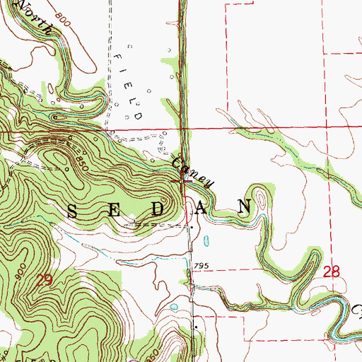 Topographic Map of Fly Creek, KS