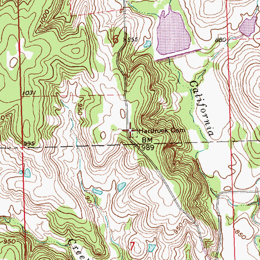 Topographic Map of Hardrock Cemetery, KS