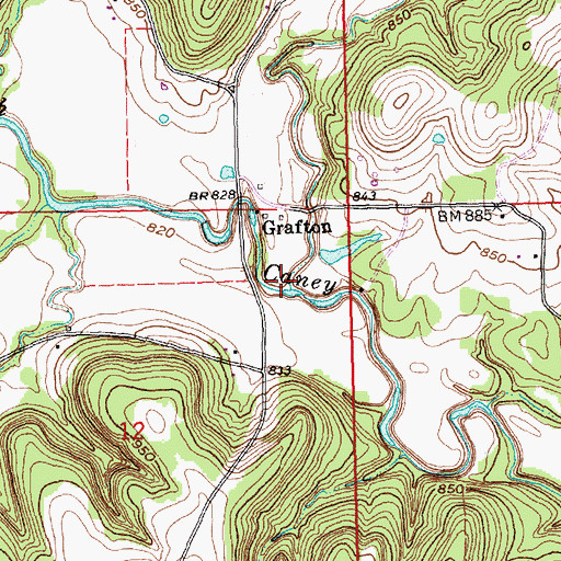 Topographic Map of Bachelor Creek, KS