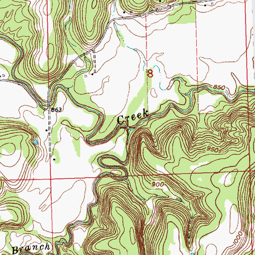 Topographic Map of Coffey Branch, KS