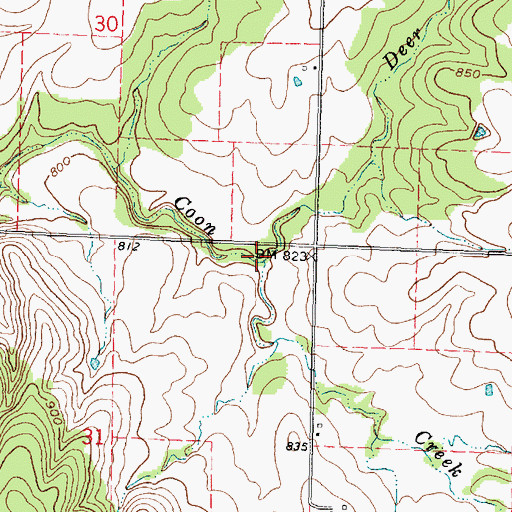 Topographic Map of Deer Creek, KS